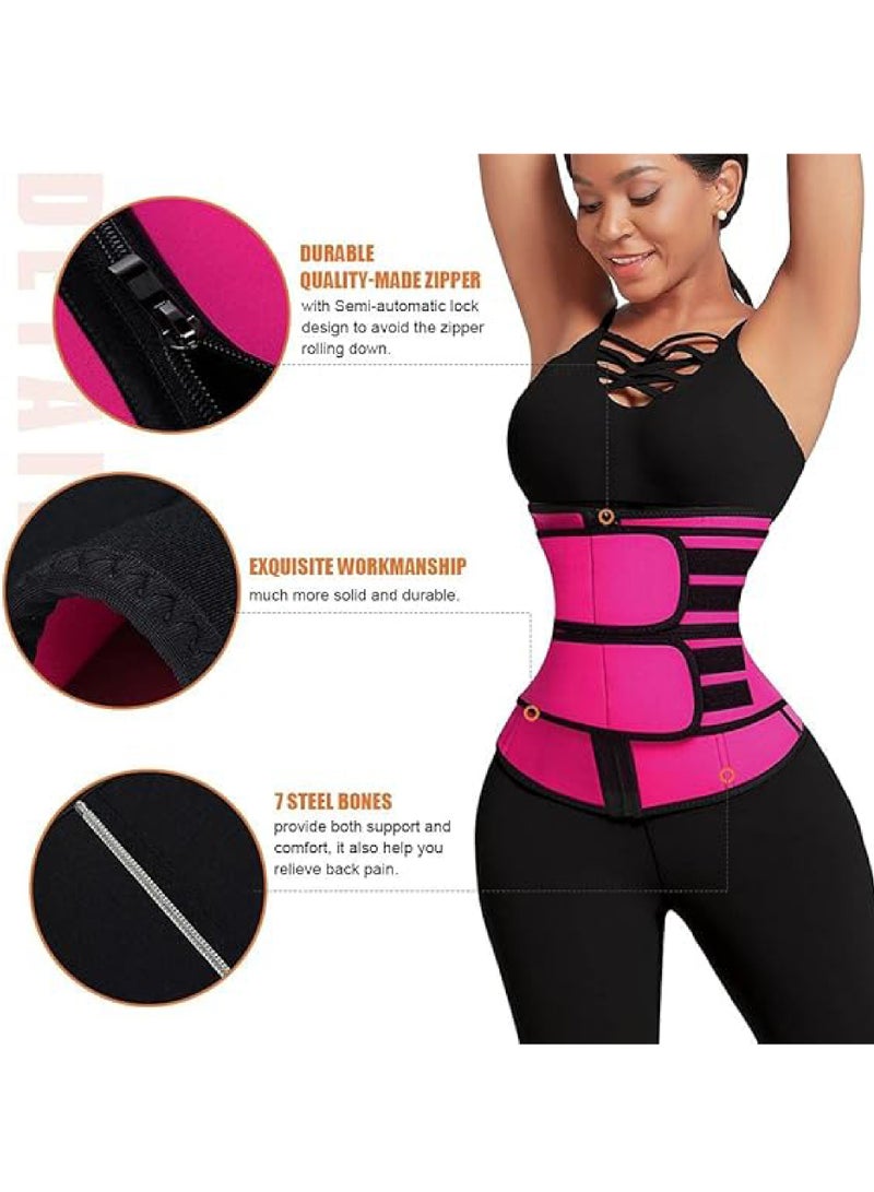 Rock Pow Adjustable Waist Trainer for Women, Slimming Belt with Tummy Sauna Bandage Wrap, Waist Trimmer Belt Belly Body Shaper Compression Wrap, Plus Size Corset Waist Trainer for Women and Men - Image 2