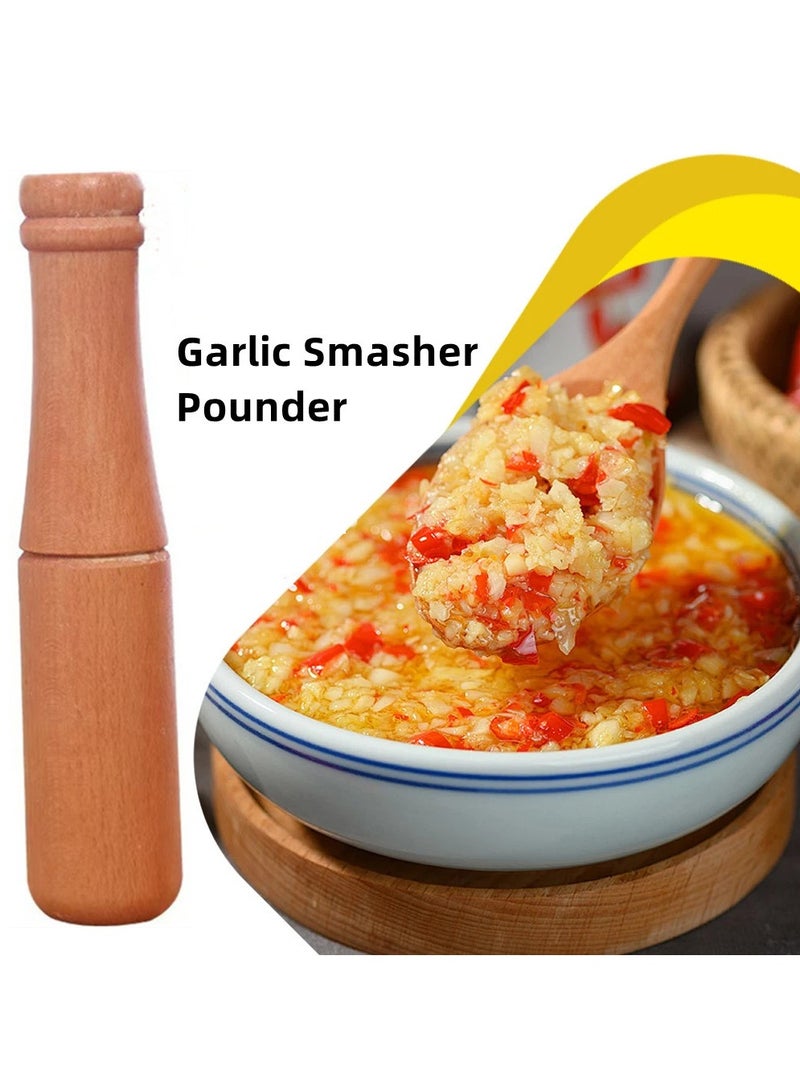 2Pcs Mill Grinder Set Handheld Seasoning Mills Stick Kitchen Mortar and Pestle Tools Set Wooden Garlic Handle Garlic Mortar  - Image 1