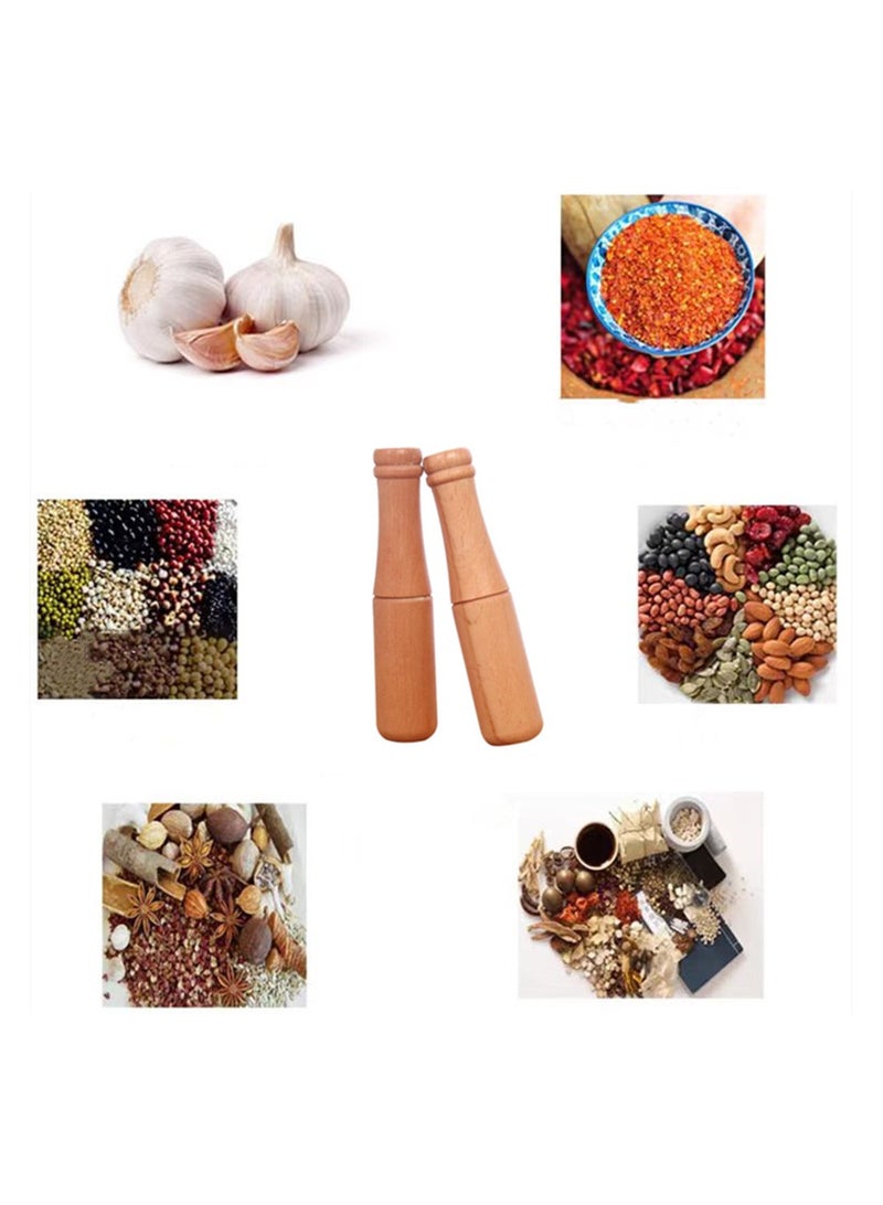 2Pcs Mill Grinder Set Handheld Seasoning Mills Stick Kitchen Mortar and Pestle Tools Set Wooden Garlic Handle Garlic Mortar  - Image 4