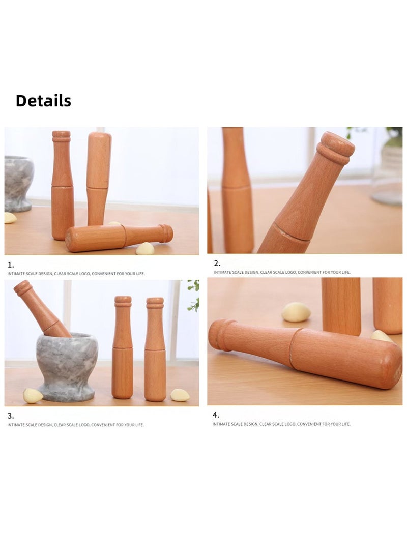 2Pcs Mill Grinder Set Handheld Seasoning Mills Stick Kitchen Mortar and Pestle Tools Set Wooden Garlic Handle Garlic Mortar  - Image 5