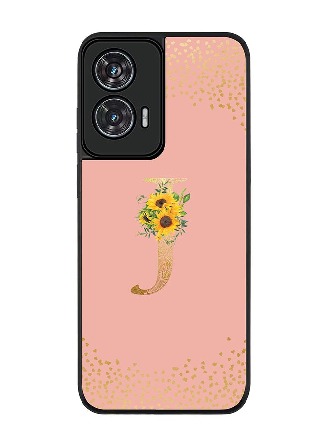 Stylizedd For Motorola Edge 50 Fusion 5G Case,Slim fit Camera Protection, Shockproof Thin Phone cover  - Custom Floral Monogram - J  (Rose Pink ) - Image 1