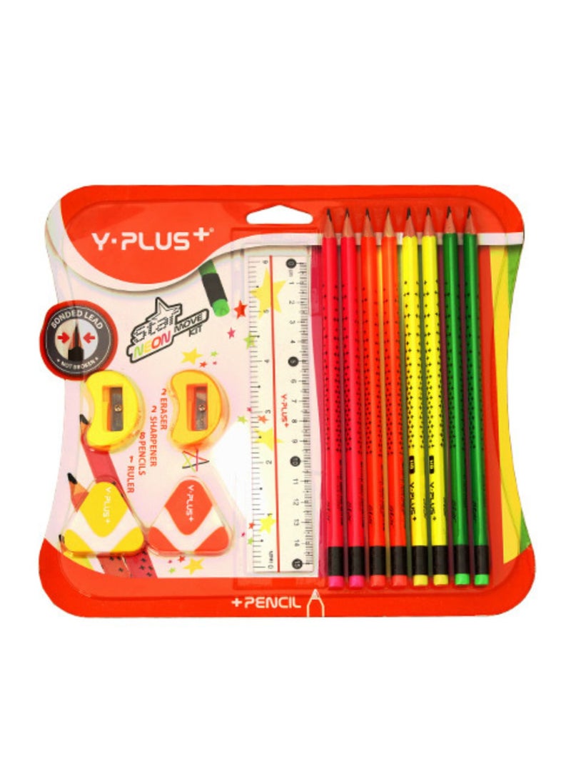 YPlus مجموعة أقلام رصاص نيون ستار (عبوة من 13 قطعة) - Image 2