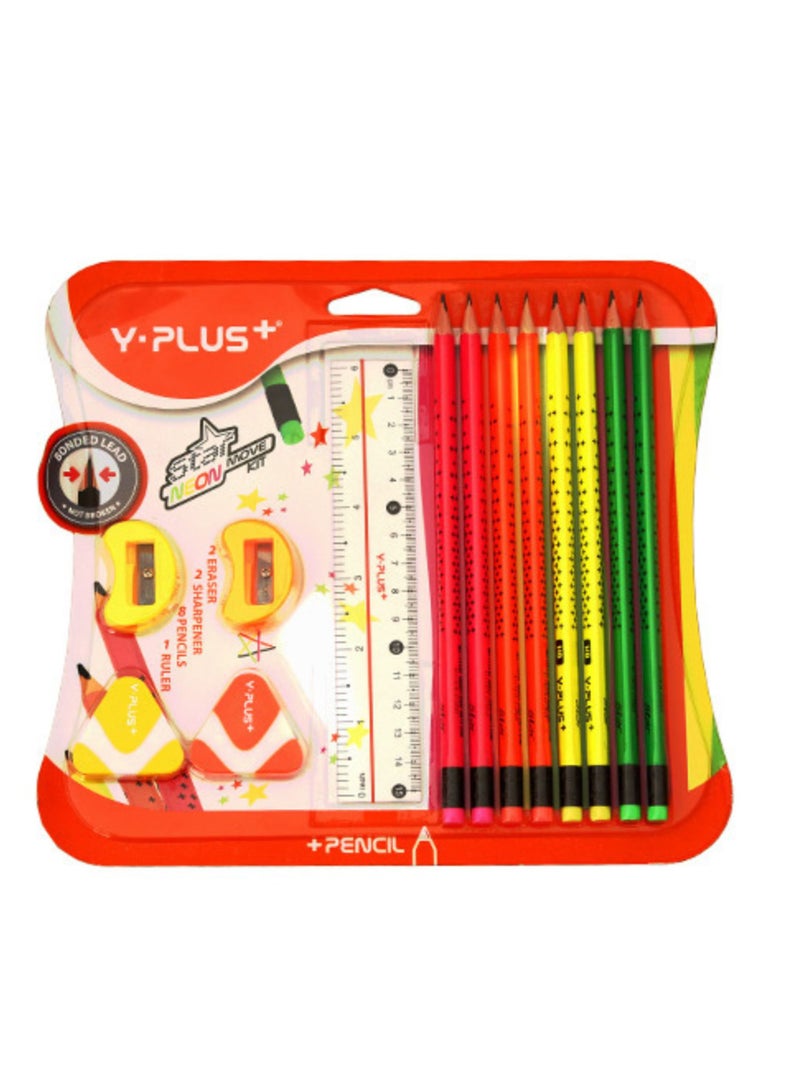 YPlus مجموعة أقلام رصاص نيون ستار (عبوة من 13 قطعة) - Image 1