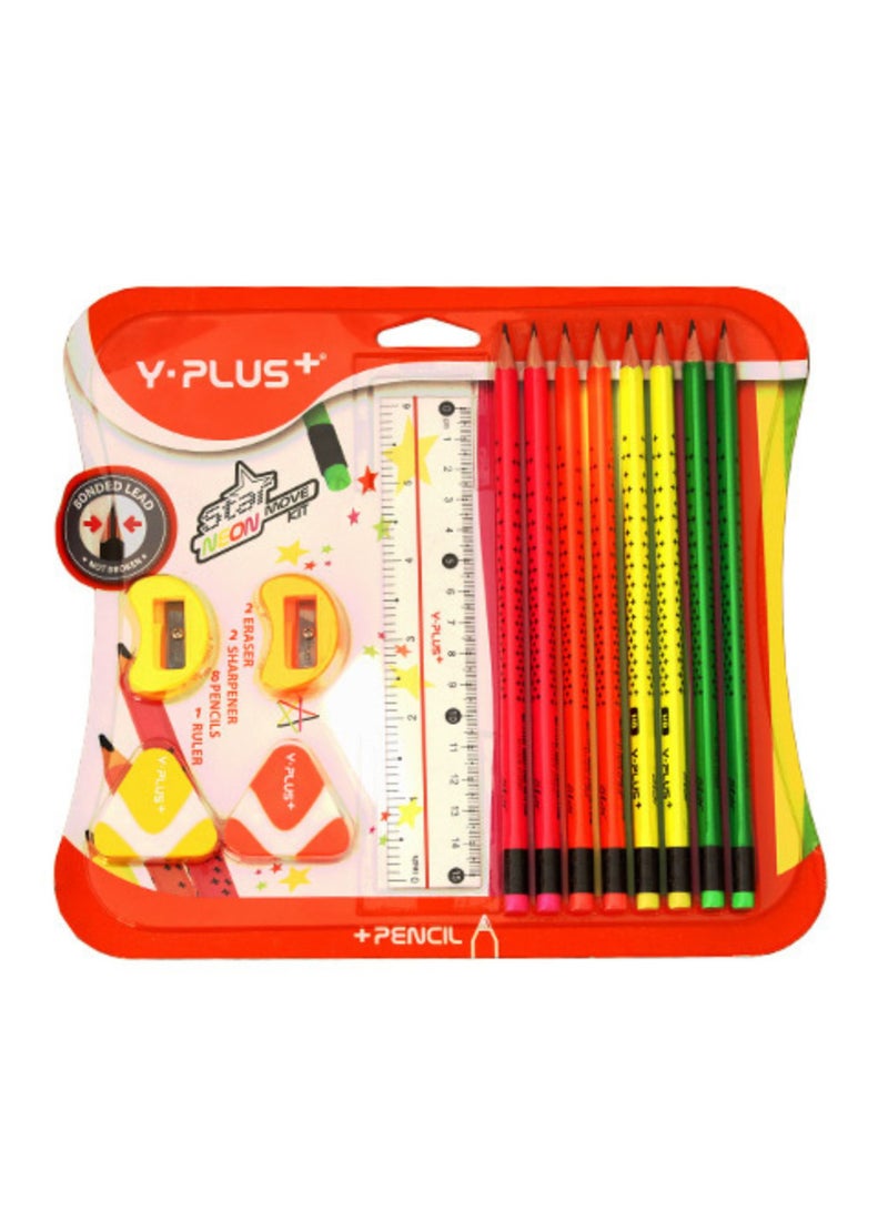 YPlus مجموعة أقلام رصاص نيون ستار (عبوة من 13 قطعة) - Image 3