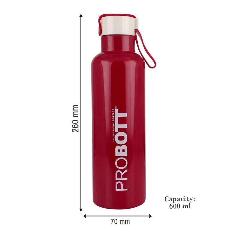 PROBOTT PROBOTT Thermosteel Vacuum Flask Hot & Cold Sports Bottle 600ml -Maroon PB 600-05  - Image 4