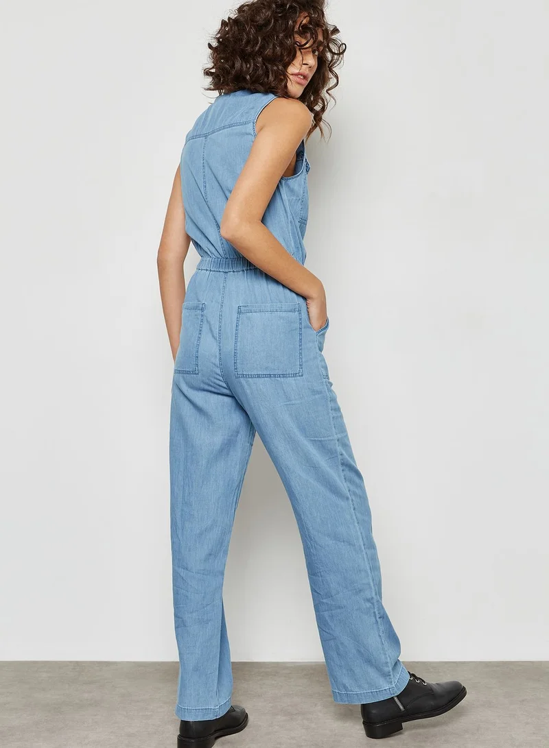 FOREVER 21 Zipped Denim Jumpsuit