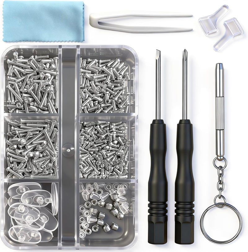 PTSLKHN Eyeglass Repair Kit with 15 Types of Screws and Essential Tools - Image 1