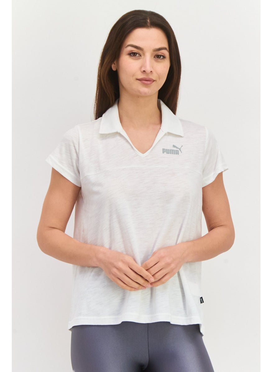 PUMA Women Sportswear Fit Short Sleeves Outdoor Polo Shirt, White  - Image 1