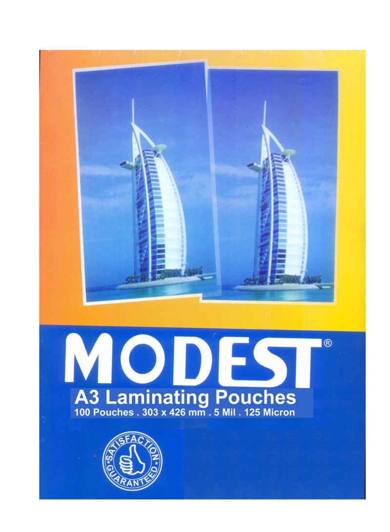 موديست تغليف متواضع A3 125 ميكرون، 100 كيس شفاف - Image 1