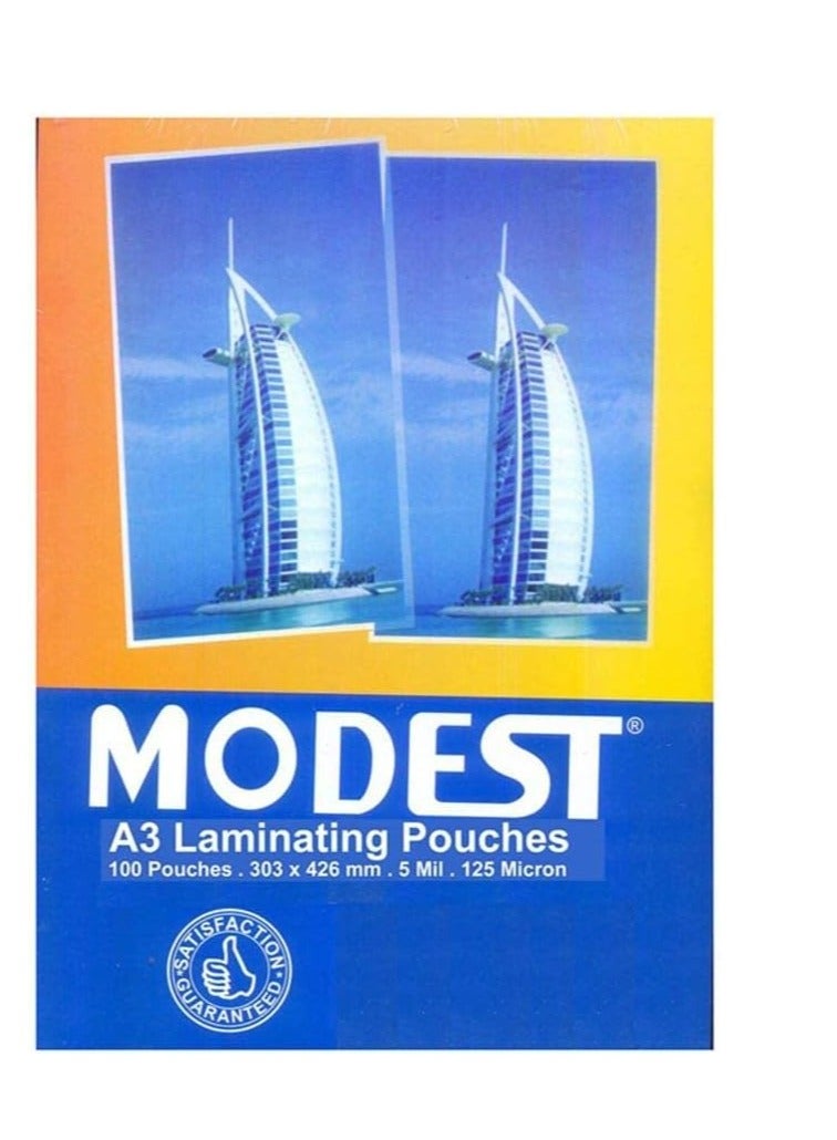 موديست تغليف متواضع A3 125 ميكرون، 100 كيس شفاف - Image 3