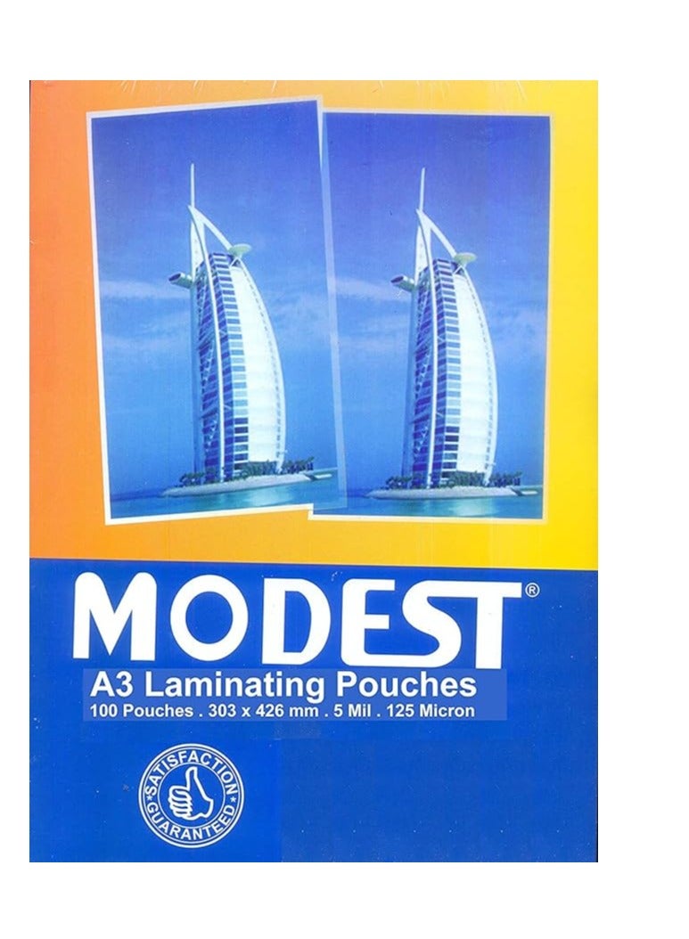 موديست تغليف متواضع A3 125 ميكرون، 100 كيس شفاف - Image 2