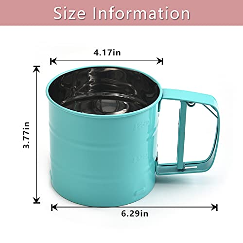 Melostu Cenbee Flour sieve stainless steel material manufacturing,Coffee Sieve Cup,Semi Automatic 2 Cup Sifter for Baking | Fine Mesh Pastry Sieve Cup(BLUE) - Image 2