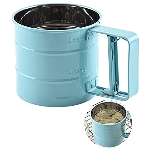 Melostu Cenbee Flour sieve stainless steel material manufacturing,Coffee Sieve Cup,Semi Automatic 2 Cup Sifter for Baking | Fine Mesh Pastry Sieve Cup(BLUE) - Image 1