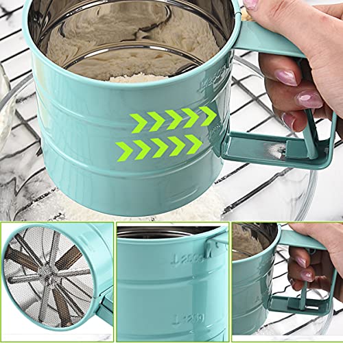 Melostu Cenbee Flour sieve stainless steel material manufacturing,Coffee Sieve Cup,Semi Automatic 2 Cup Sifter for Baking | Fine Mesh Pastry Sieve Cup(BLUE) - Image 3