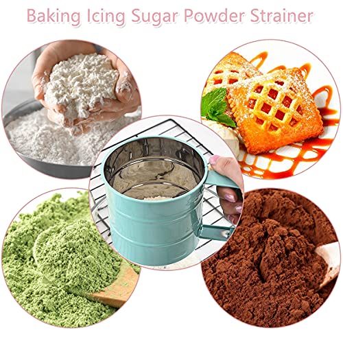 Melostu Cenbee Flour sieve stainless steel material manufacturing,Coffee Sieve Cup,Semi Automatic 2 Cup Sifter for Baking | Fine Mesh Pastry Sieve Cup(BLUE) - Image 4
