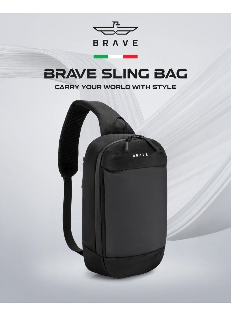 بريف حقيبة Sling للرجال – حقيبة صدر خفيفة ومتينه | منظم تقني ومنظم للأجهزة من النايلون البالستيكي الفاخر مع حجرة للآيباد/التابلت وجيوب مخفية ضد السرقة | مقاومة للماء، حزام قابل للتعديل ووسادة تنفسية | حقيبة كاجوال للسفر، العمل، التنزه، الهواء الطلق والمدرسة – أسود - Image 2