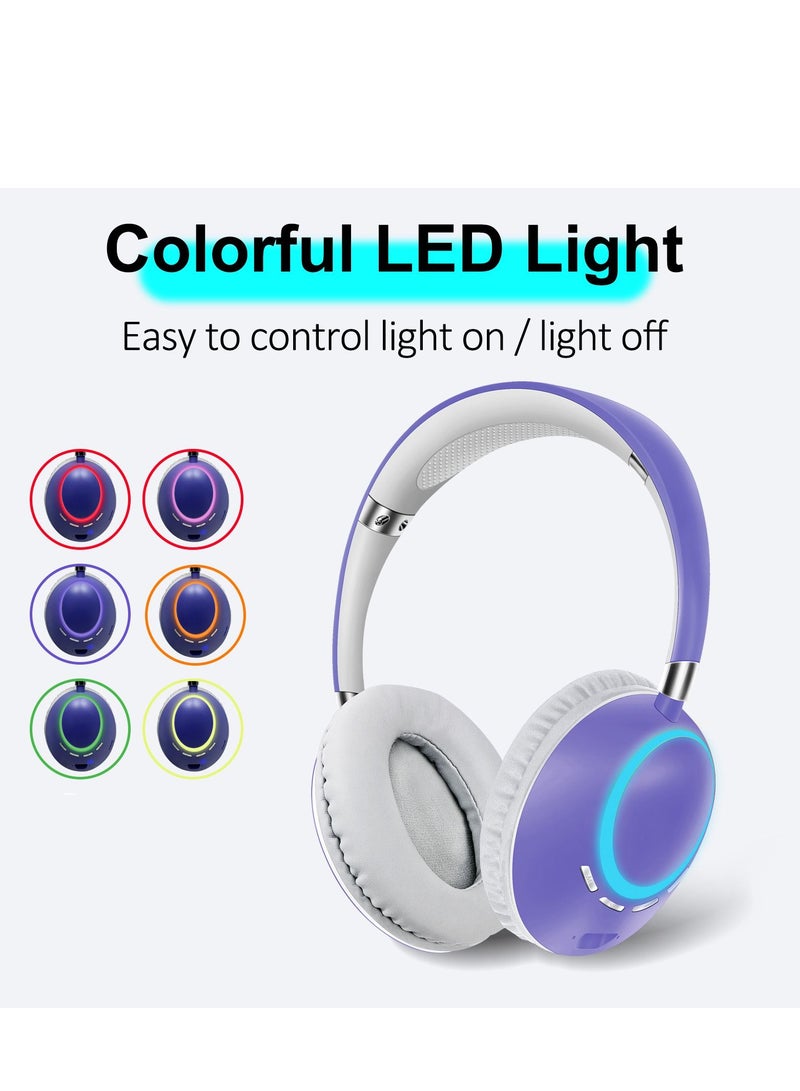 GULFLINK 400mah Bluetooth Wireless Headphones for Teens Adults Purple - Image 2