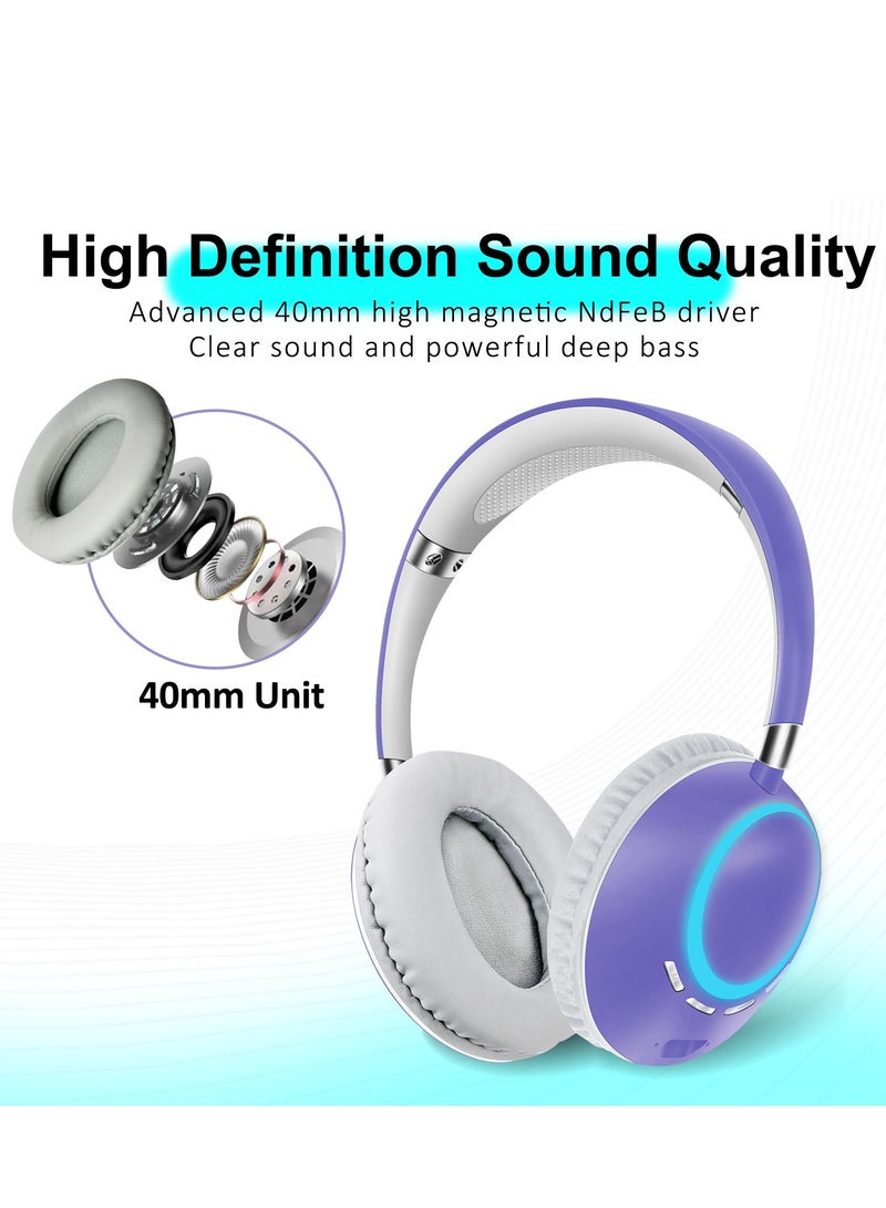 GULFLINK 400mah Bluetooth Wireless Headphones for Teens Adults Purple - Image 5