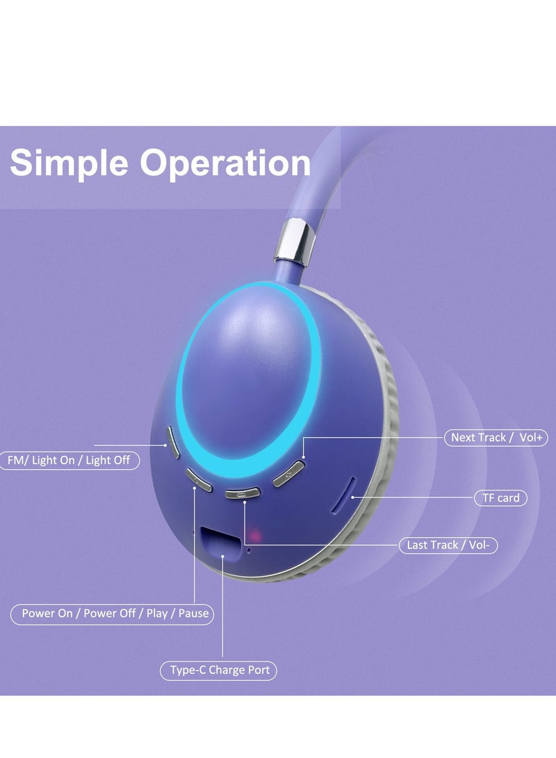 GULFLINK 400mah Bluetooth Wireless Headphones for Teens Adults Purple - Image 4