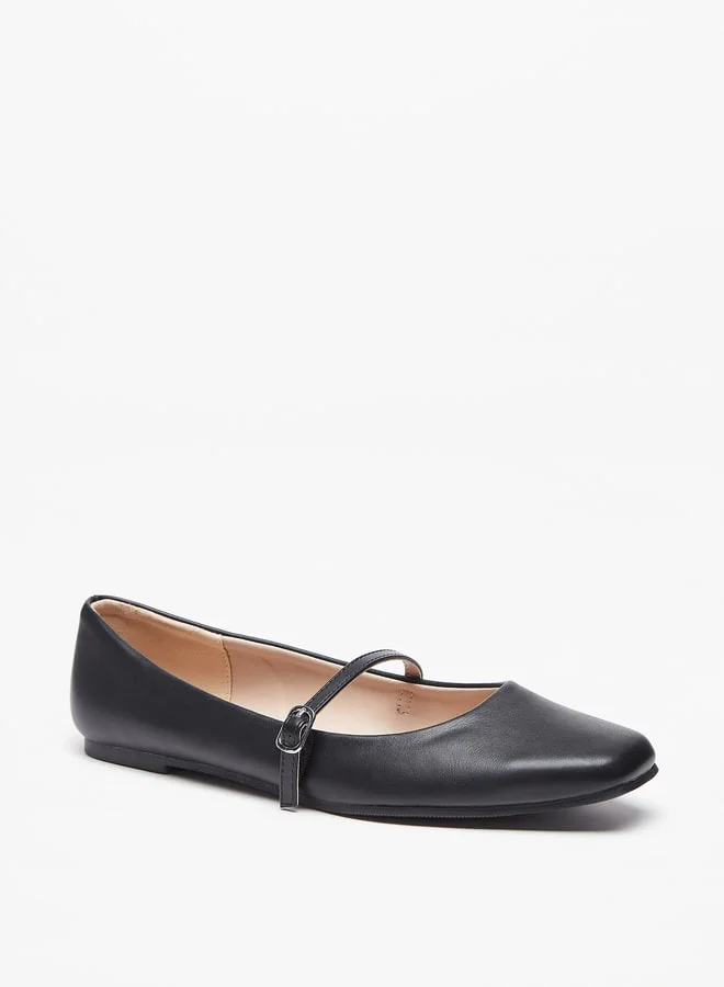 Celeste Women's Solid Ballerina Shoes with Buckle Closure