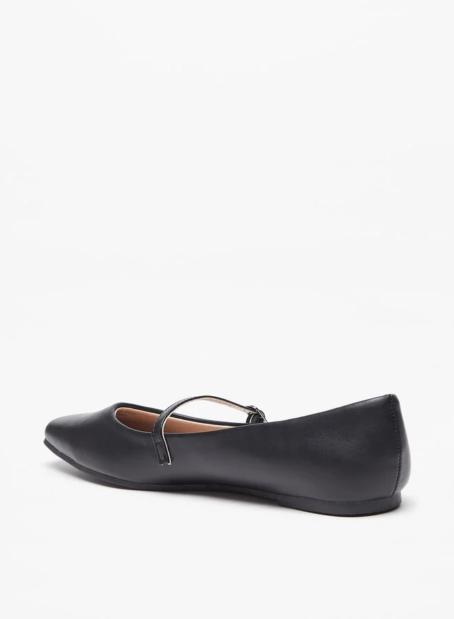 Celeste Women's Solid Ballerina Shoes with Buckle Closure