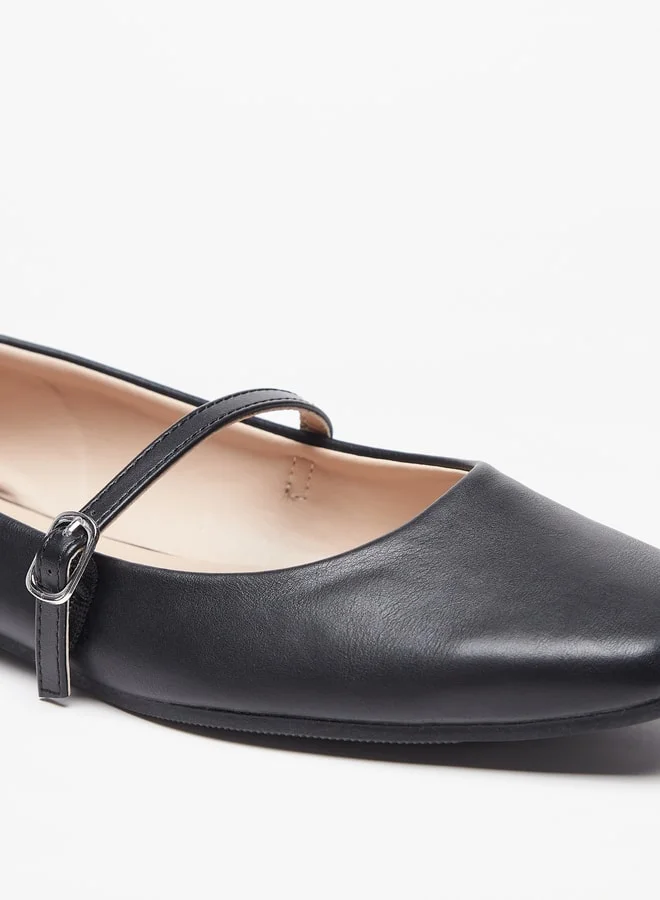 Celeste Women's Solid Ballerina Shoes with Buckle Closure