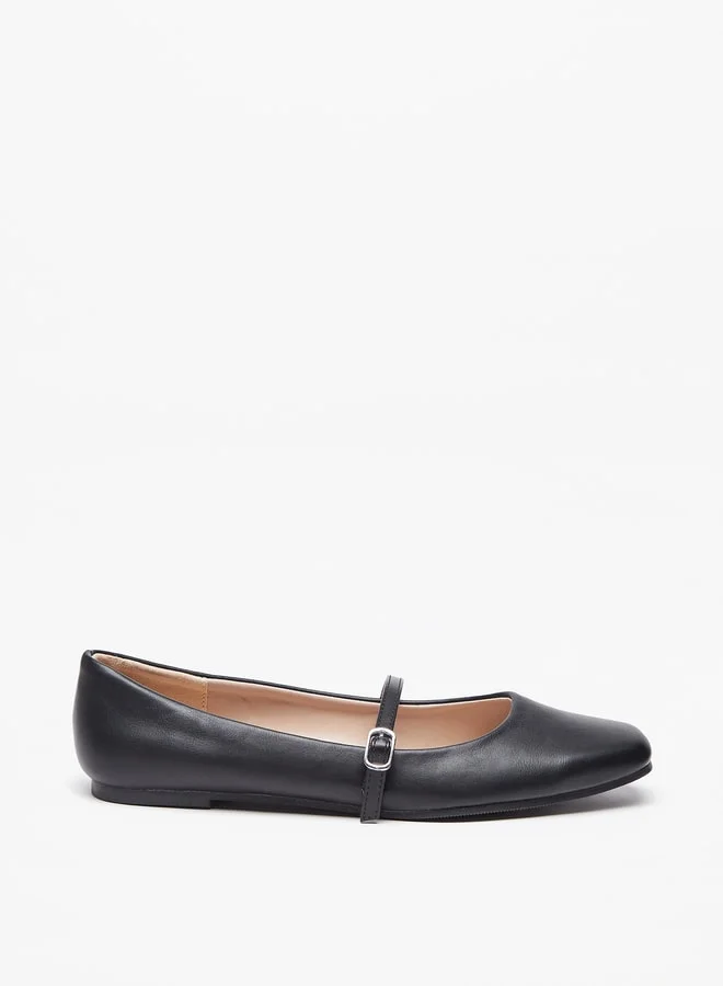 Celeste Women's Solid Ballerina Shoes with Buckle Closure