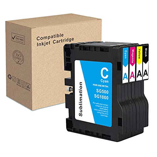 INK+ SG500 SG1000 Version A Sublimation Cartridge Compatible for Sawgrass Virtuoso SG500 SG1000 Printer (1 Black, 1 Cyan, 1 Magenta, 1 Yellow, 4-Pack) Version A - Image 1