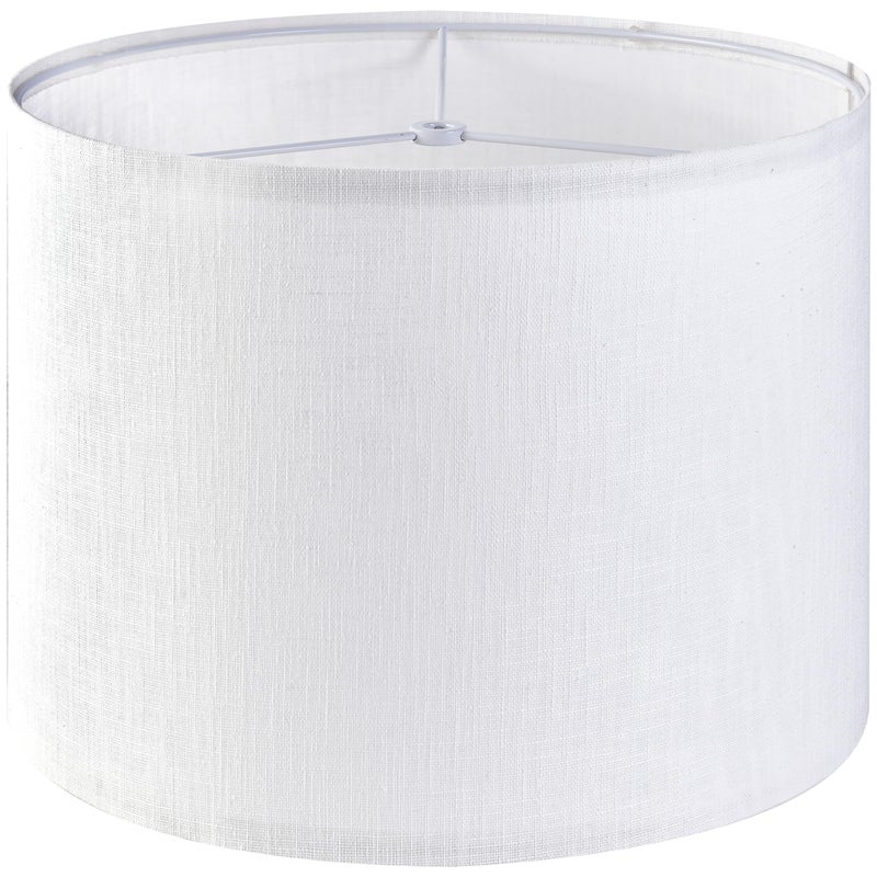 GO&SO White Textured Drum lampshade Medium Lamp Shade 13" Top x 13" Bottom x 10" High (Spider) Modern Linen Lamp Shades for Table Lamp Bedside Lamp Natural Linen Replacement Assembly is Required - Image 1