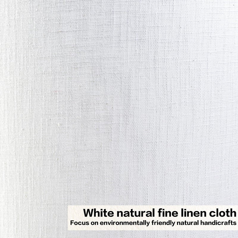 GO&SO White Textured Drum lampshade Medium Lamp Shade 13" Top x 13" Bottom x 10" High (Spider) Modern Linen Lamp Shades for Table Lamp Bedside Lamp Natural Linen Replacement Assembly is Required - Image 3