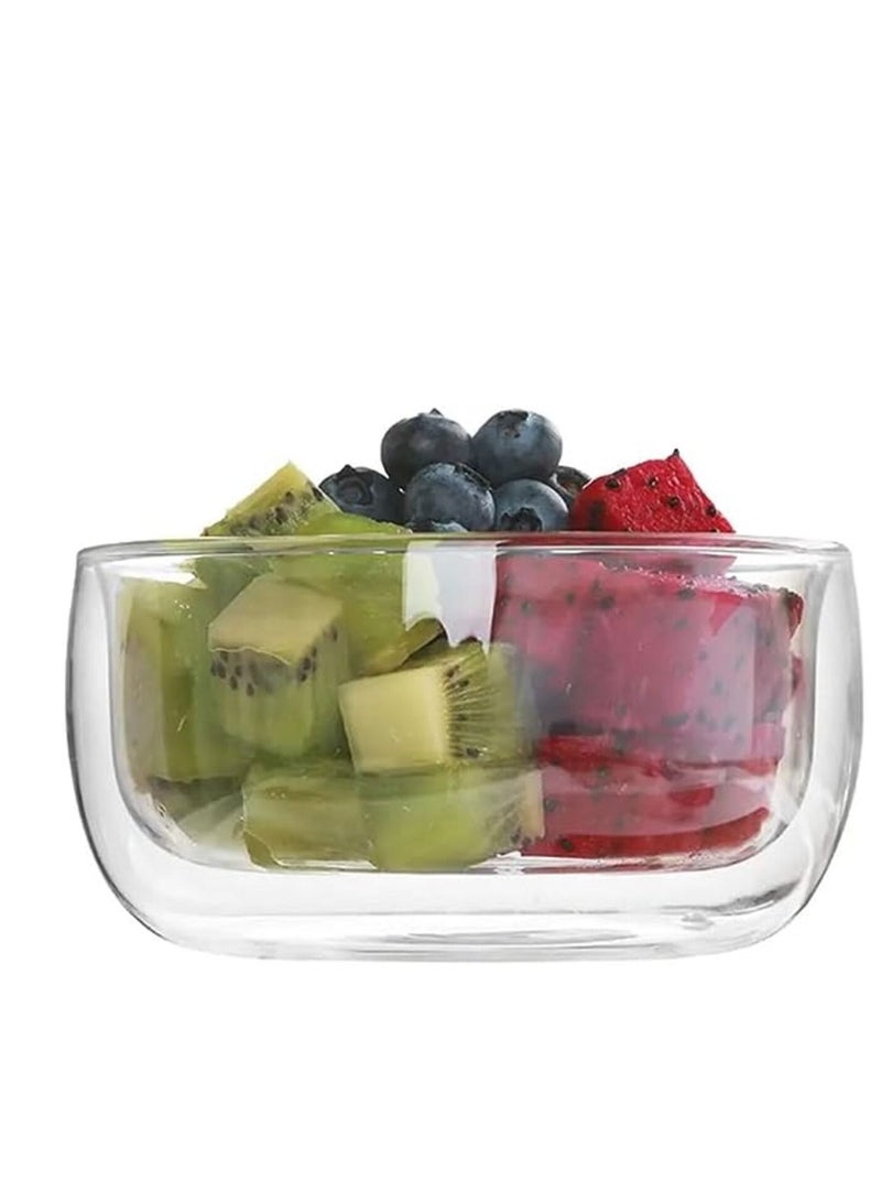 وعاء زجاجي شفاف مقاوم للحرارة بجدار مزدوج لسلطة الفواكه والايس كريم - (350 مل) - Image 4
