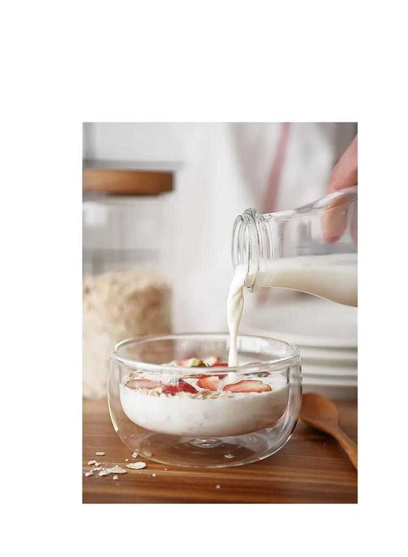 وعاء زجاجي شفاف مقاوم للحرارة بجدار مزدوج لسلطة الفواكه والايس كريم - (350 مل) - Image 5