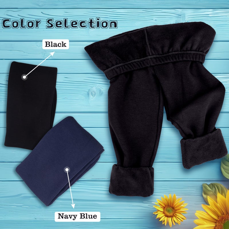 FEQO 2 Pack Girls Fleece Lined Leggings Thick Thermal Tights Full Length Pants Kids Winter Warm Leggings, 5-6 Years (Black, Navy Blue) - Image 4