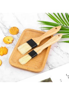 HY 2 Pcs Pastry Basting Brush for Cooking, Brushes with Beech Wood Handles (1" & 1.5") for Barbecue Butter Grill BBQ Sauce Baster Marinade Kitchen Food Cooking Brushes  - Image 4