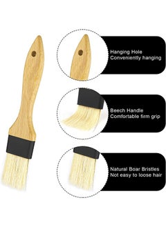 HY 2 Pcs Pastry Basting Brush for Cooking, Brushes with Beech Wood Handles (1" & 1.5") for Barbecue Butter Grill BBQ Sauce Baster Marinade Kitchen Food Cooking Brushes  - Image 3