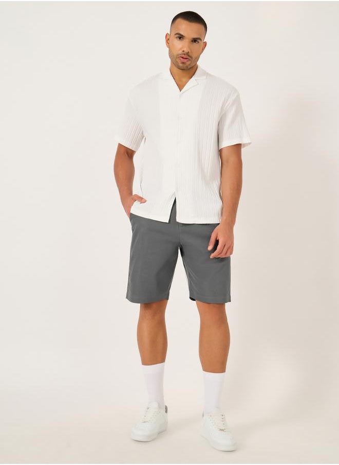 Take Two Solid Slant Pocket Bermuda Shorts with Belt Loops