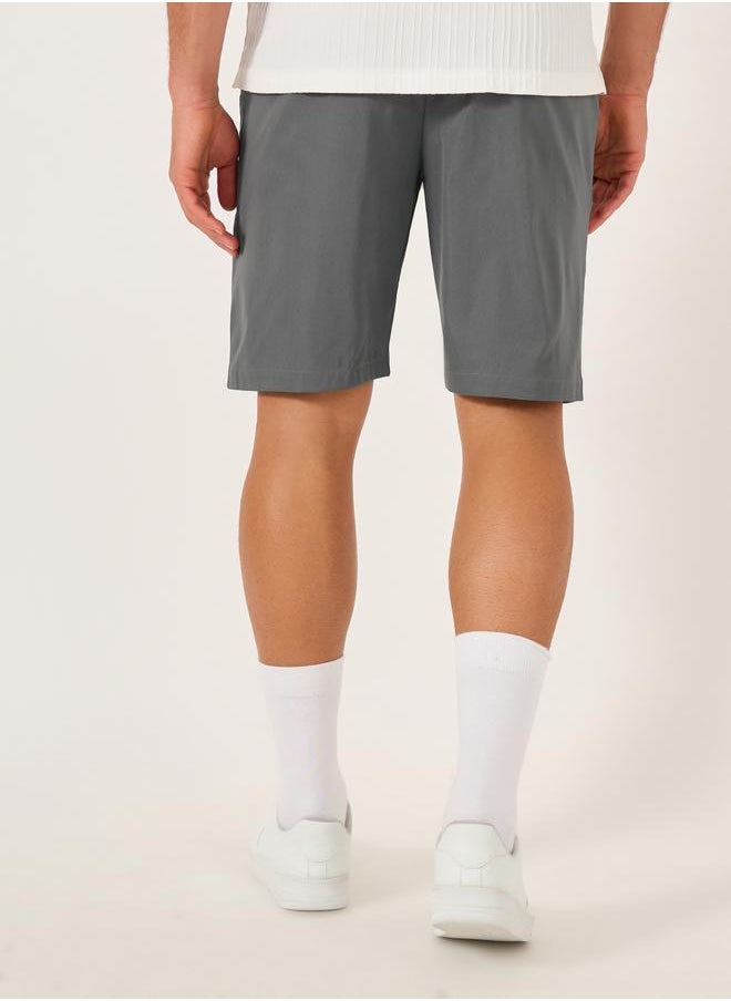 Take Two Solid Slant Pocket Bermuda Shorts with Belt Loops