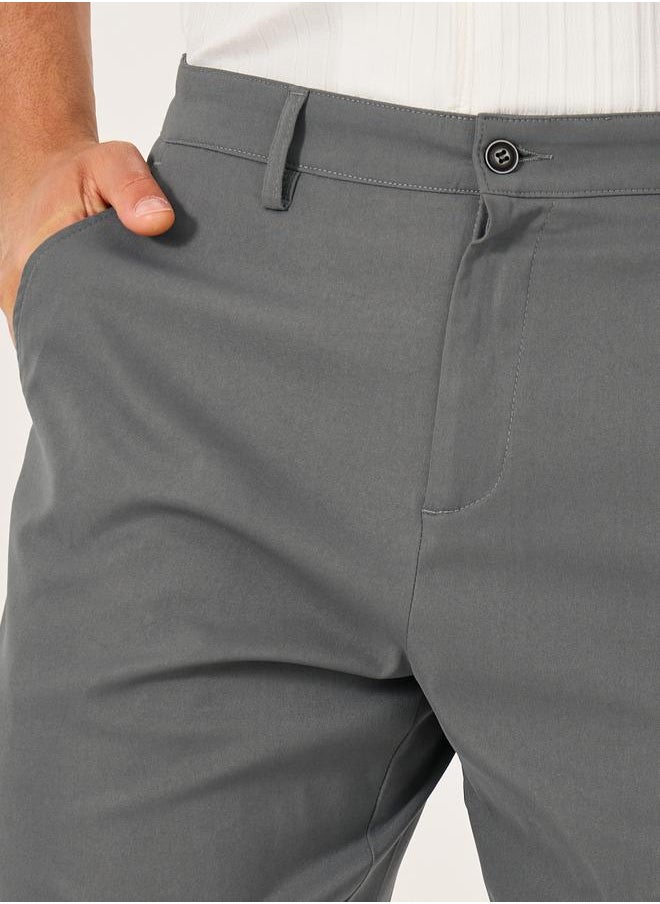 Take Two Solid Slant Pocket Bermuda Shorts with Belt Loops