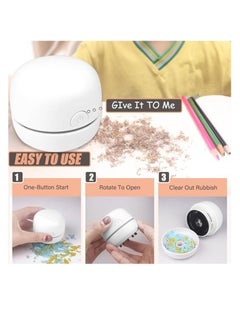 OUYoo OUYoo desktop vacuum, USB charging, mini desktop vacuum, cleans rubber crumbs, dust, cordless, 360 rotation design, suitable for keyboards, home, school,Stationery， office, car (white).  - Image 3