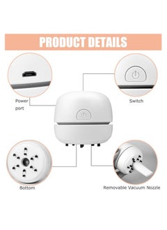 OUYoo OUYoo desktop vacuum, USB charging, mini desktop vacuum, cleans rubber crumbs, dust, cordless, 360 rotation design, suitable for keyboards, home, school,Stationery， office, car (white).  - Image 5