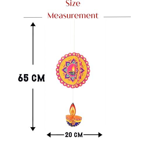 TOYXE Happy Diwali Rangoli Deepak Paper Hanging Decor Set of 6 Pieces - Image 5