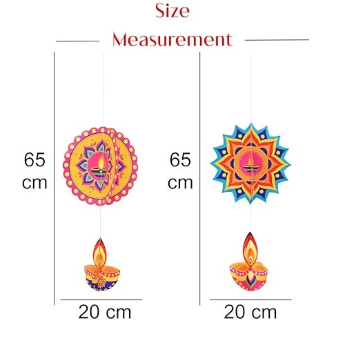 TOYXE Happy Diwali Rangoli Deepak Paper Hanging Decor Set of 6 Pieces - Image 4