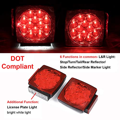 CZC AUTO 12V LED Submersible Left and Right Trailer Lights Stop Tail Turn Signal Lights for Under 80 Inch Boat Trailer Truck RV Marine-Replacement for Your Incandescent Bulb Units - Image 3