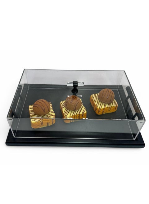 Wooden Serving Dish With An Acrylic Lid for Serving Pastries and Toast With a Perfect Design 40/27
