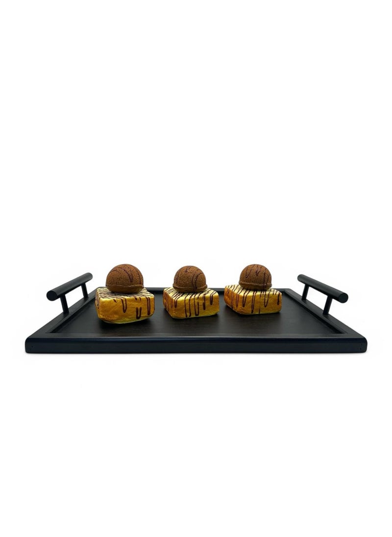 Abareek Al Safa Wooden Serving Dish With An Acrylic Lid for Serving Pastries and Toast With a Perfect Design 40/27  - Image 2
