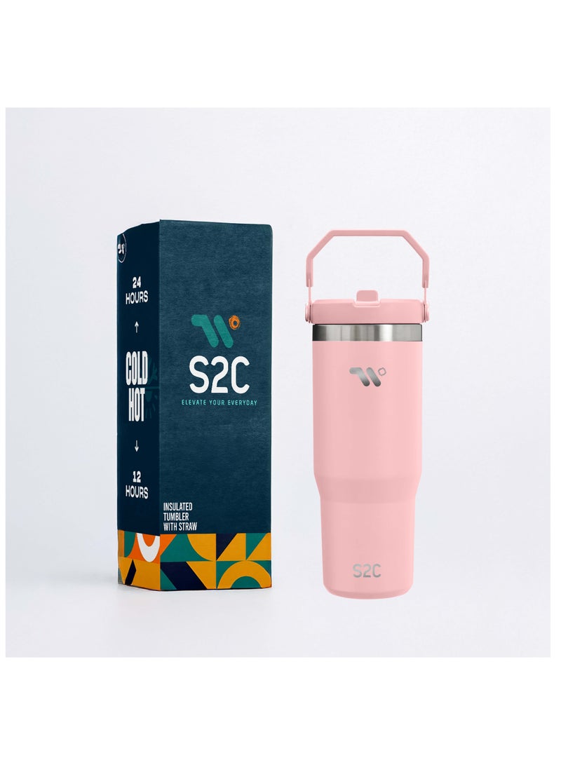 S2C S2C 30oz Stainless Steel Tumbler with Handle & Straw – Double Wall Vacuum Insulated Travel Mug – Leak-Resistant, BPA-Free, Fits Car Cup Holder  - Image 1