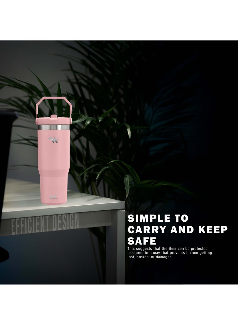 S2C S2C 30oz Stainless Steel Tumbler with Handle & Straw – Double Wall Vacuum Insulated Travel Mug – Leak-Resistant, BPA-Free, Fits Car Cup Holder  - Image 4