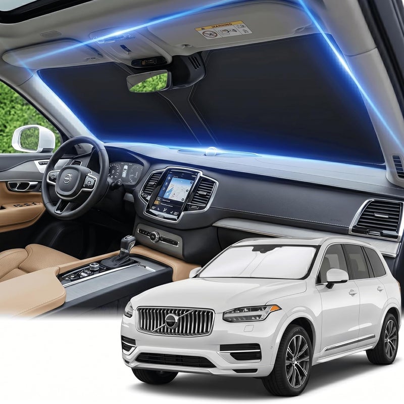AuyNeas واقي شمس الزجاج الأمامي لسيارة فولفو XC90 2016-2024 2025 ظل النافذة الأمامية مصمم خصيصًا لـ XC90 إكسسوارات واقي شمس قابل للطي يحجب الأشعة فوق البنفسجية - Image 1