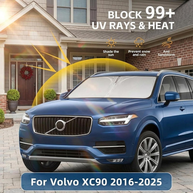 AuyNeas واقي شمس الزجاج الأمامي لسيارة فولفو XC90 2016-2024 2025 ظل النافذة الأمامية مصمم خصيصًا لـ XC90 إكسسوارات واقي شمس قابل للطي يحجب الأشعة فوق البنفسجية - Image 2