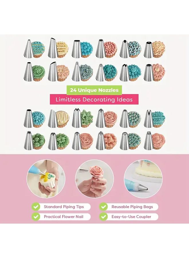 86Pcs Black Cake Decorating Baking Tools Set With 11 Inch Rotating Turntable Cream Pipe Nozzle Pastry Bag Spatula Kitchen Gadgets For DIY Birthday Party Family Gathering Holiday Celebration Gift For Bakers Pastry Artists - Image 2